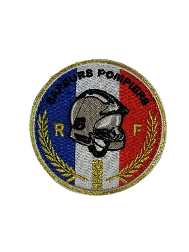 Ecusson Sapeurs Pompiers Rond Tissu brodé avec scratch Drapeau France