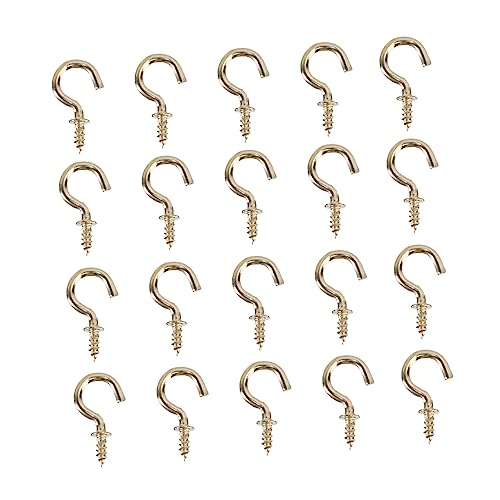 Unomor Metal Ceiling Hooks 20 Pack Screw-in Cup Hooks Copper Plated for Wood Clothes and Cup Storage