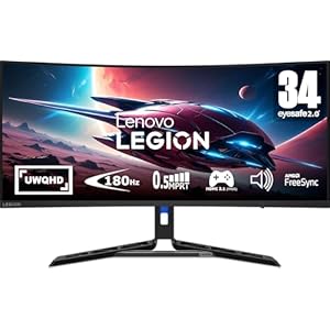 Lenovo Legion R34w-30 34 inch Gaming Monitor | UWQHD, 1440p, 180Hz, IPS, 0.5ms, HDMI, DP | AMD Freesync Premium | PS5, Xbox, PC screen