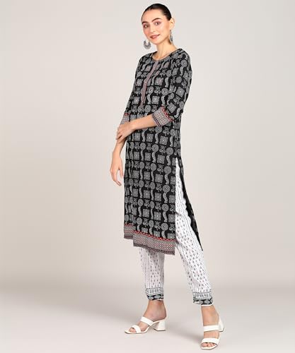 Exclusive Handmade BLACK Rayon Kurti Set - Includes Kurta, Pant, and Dupatta4