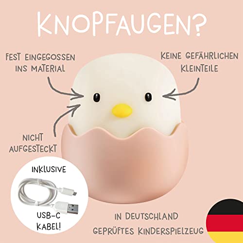 MegaLight LED Nachtlicht Kinder | Nachtlicht Baby ohne verschluckbare Kleinteile | Stilllicht dimmbar Touch | Nachtlampe USB Aufladung | Eggy Egg – Bild 3