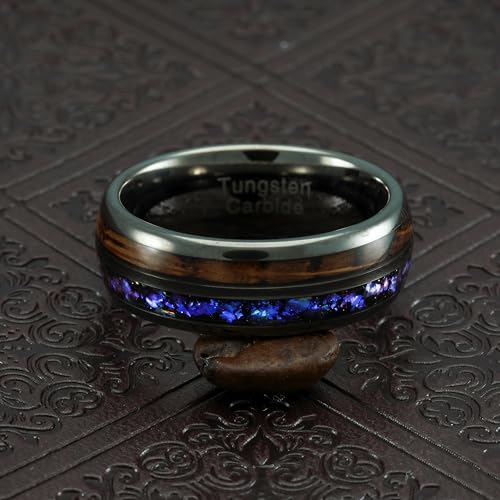 100S JEWELRY Whiskey Barrel Nebula Orion Galaxy Inlaid Gunmetal Tungsten Rings For Men Wedding Band Size 6-164
