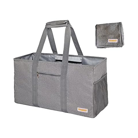 Dongawin Large Utility tote bag,waterproof beach bag,foldable and reusable storage bag,shopping bag,picnic bag,etc., Gray, 2 Pack Cover