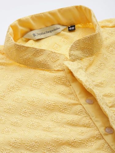 Image of Rajubhai Hargovindas Men Pure Cotton Chikankari Embroidered Straight Kurta