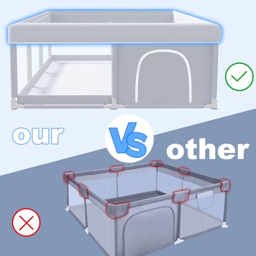 Image of XVISHX Baby Playpen 74 x 50 Inch Play Pen Playards, Playpen for Babies and Toddlers, Baby Playard for Indoor & Outdoor Active Center Game Fence, with Skin-Friendly Fabric and Soft Breathable Mesh Grey