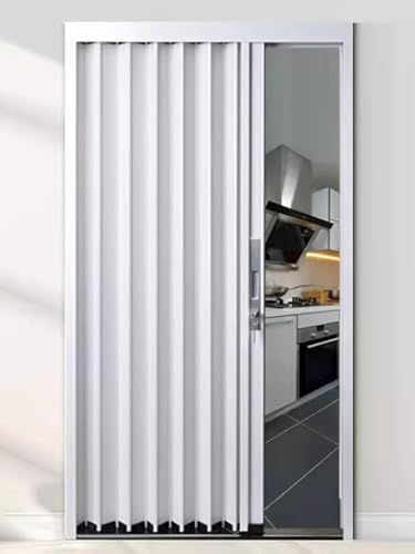 Porta a soffietto per interni, a scomparsa, bianca, per bagno, cucina, camera da letto, larghezza 60/75/80/90/105 cm, dimensioni 65 x 200 cm, soluzione divisoria spaziale