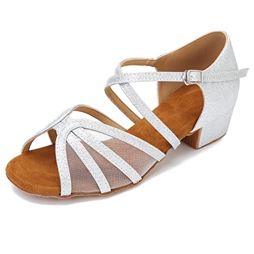 Image of Low Heel Ballroom Dance Shoes Women Latin Salsa Practice Dancing Shoes 1.5 Inch Heel ZB14