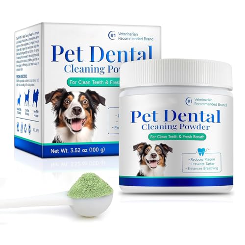 Dog Teeth Cleaning Powder,Dog Teeth Stain Remover Powder - Hygiene Care No Brush Puppy Pet Health Maintenance Solution For Small Medium Large Breeds