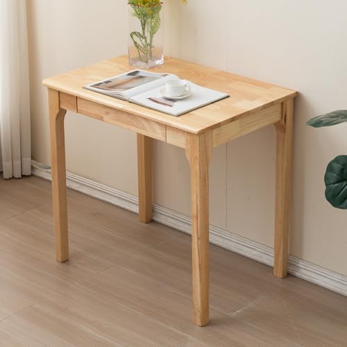 ODCVKRT Solid Wood Desk, Gaming Study Home Office Desks for Work, Student PC Desk for Bedroom, Small Computer Desk for Small Spaces, Easy to Assemble (Wood Color, 31inch)