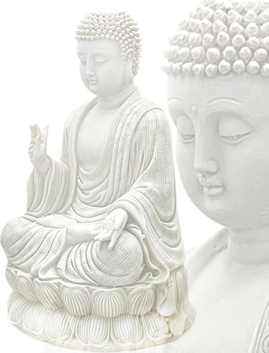 Estatua de Buda meditando de resina blanca de 12 pulgadas