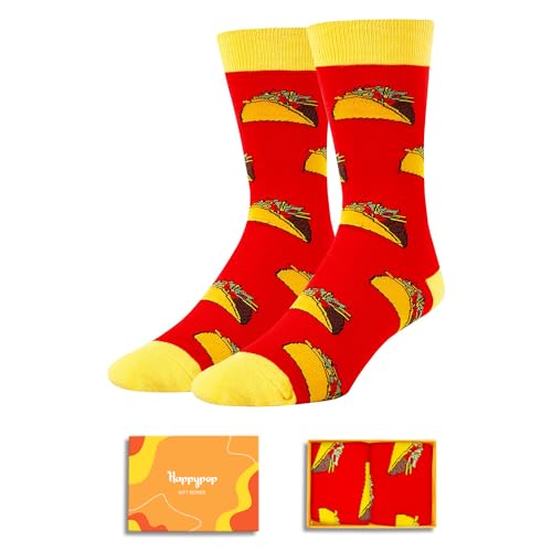 HAPPYPOP Food Socks for Men Women - Taco Bacon Egg Socks, Taco Bacon Food Lovers Gifts