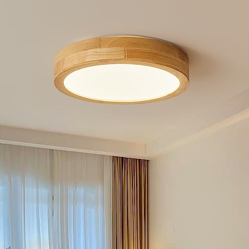 Huuloohuu LED Holz Deckenlampe Modern Rund Ø30cm Deckenleuchte 24W 1400LM...
