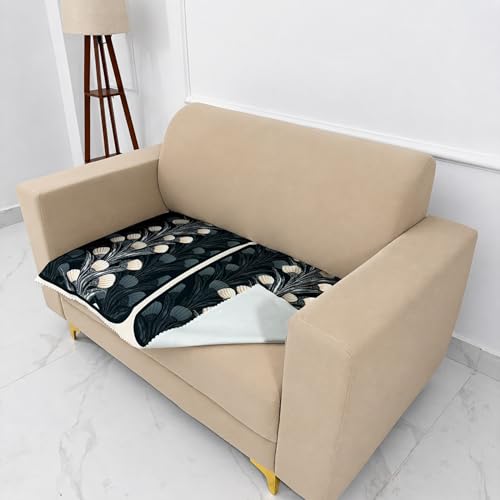 Image of Homerz Premium 'Luxe Series' Sofa Cover | Holland Velvet Fabric | Smooth Finish | Anti-Slip Fleece Backing Couch Protector (Terrace Vein, 2 Seater, Only Seat Cover)