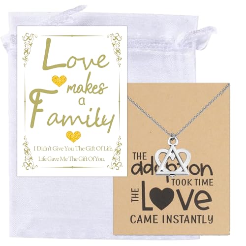 MKISHINE Adoption Greeting Card,Adoption Gifts,Adoption Symbol Charm for Stepmom Stepdaughter Birthday Gift Gotcha Day, Adoptive Gift, Foster Parent Thank Gift, Silber-