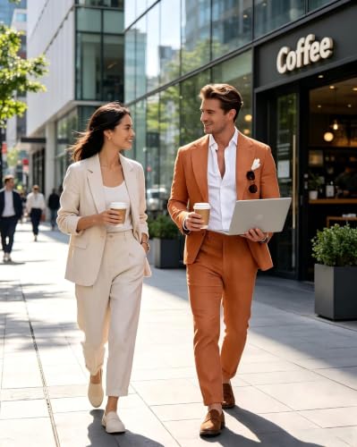 Image of Men's Linen Suit 2 Piece Slim Fit Summer Beach Wedding Prom Party | Breathable,Linen Blazer Suit Set,for Beach Weddings,Groom Wear,Prom and Outdoor Parties,Business Casual,Vacation Daily Wear