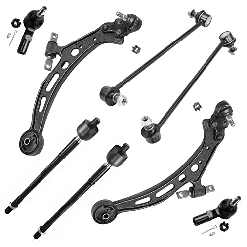 Image of Detroit Axle - 8pc Front End Suspension Kit for 1997-2001 Toyota Camry, 1997 Avalon, 1997-2001 Lexus ES300, 2 Lower Control Arms w /Ball Joints 2 Sway Bar Links 4 Inner & Outer Tie Rods Replacement