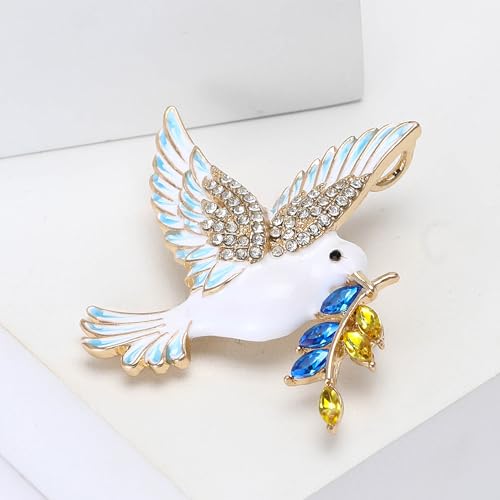 Image of Luxury Enamel Dove Brooches for Women Rhinestone Olive Branch Peace Dove Pins for Friends Gifts holiday Accessories Jewelry