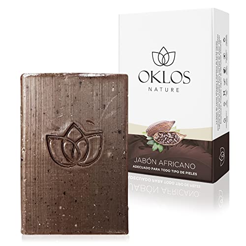 Oklos - Jabón Negro Africano -100% Natural - Facial y Corporal - Todo Tipo de Pieles - Manteca de Karité y Cacao - Nutre e Hidrata - 100g
