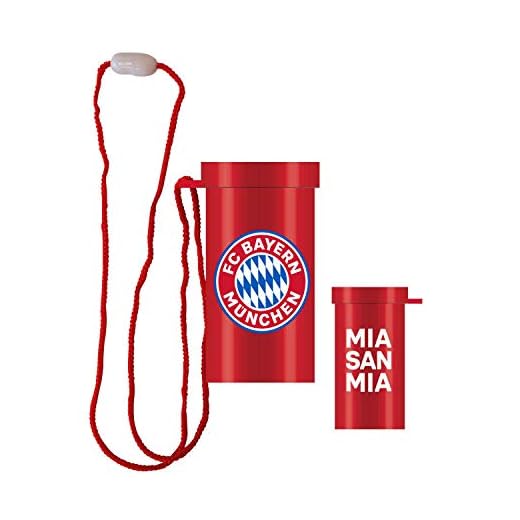 amscan 9906520 – FC Bayern Múnich, tamaño 7,5 x 4,5 cm, Color: Azul, Blanco y Rojo, con cordón, MIA San MIA, Logotipo de Baviera, próximo Partido de fútbol o la Fiesta de Aficionados.