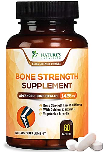Bone Strength Supplements Calcium Formula - Vitamin K and D3, Magnesium, Potassium - Made in USA - Complete Bone Support Supplement, High Absorption Formula - 60 Tablets