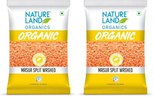 Image of Natureland Organics Masoor Dal /Split Washed Pouch, 1 kg (Pack of 2)