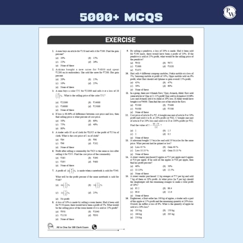 Image of PW All in One SBI Clerk Prelims and Mains 2025-26 Exams | Chapterwise Theory & Exercise and 10 Previous Year Solved Papers (PYQs) 2018 - 2024 with 5 Online Practice Sets [Paperback] PW