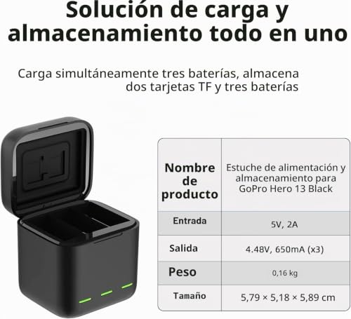 Cargador triple Go Pro Hero 13 para evitar quedarte sin batería 6