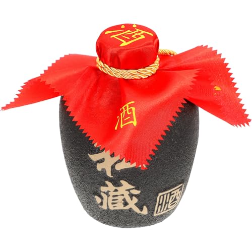 OSOLADY Barattolo Sigillato per Liquori in Terracotta da 500 Ml Stoffa Rossa e Nappine Gialle Contenitore Vuoto per Liquori Domestici Bottiglia Ceramica Robusta e Anti-Perdite per Uso