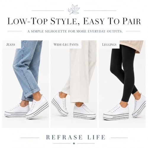 Image of REFRASE LIFE Womens Platform Sneakers with Wedge 3 Inches Height Boost Hidden Heel Shoes, Casual Height Increase Walking Fashion Shoes for Women and Girls