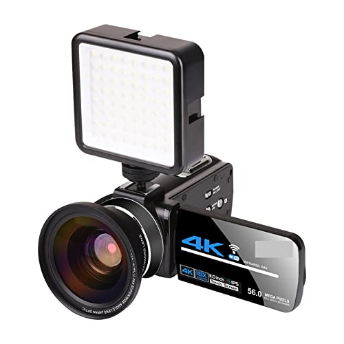 ビデオカメラ ビデオカメラ 4k 4K 56MP3.0インチのビデオカメラビデオカメラのVloggingカメラデジタルVloggingカメラ HDタッチスクリーン/ナイトビジョン/WiFi外部マイクロフォン 操作も使い方も簡単 (Size : 128GB