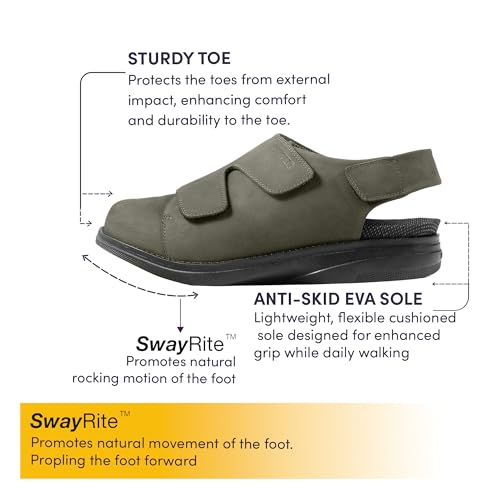 Image of DC2 Ancona Diabetic Sandals for Men | High Adjustability | Wide Fit | Seamless Lining | Genuine Leather Diabetic Footwear | Neuropathy Footwear