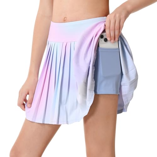 Girls Pleated Skirts with Shorts Elastic Girls Tennis Skirt with Pockets Athletic Golf Skirts Skort Casual2