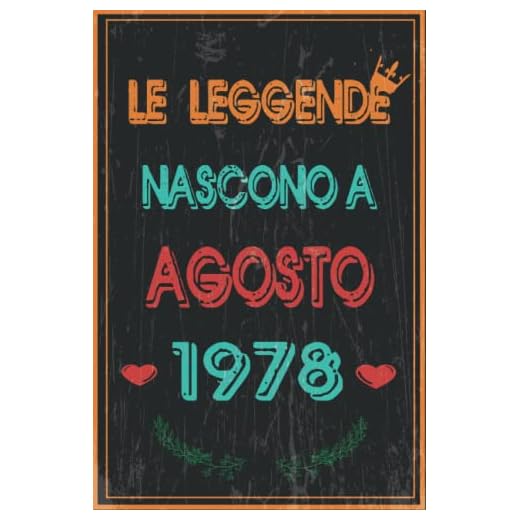 TACCUINO, LE LEGGENDE NOSCONO A AGOSTO 1978: Regali Compleanno uomo e donna, 44 Anni di Compleanno Regalo uomo e donna 44 Anni, Regalo per lui/lei, Taccuino da 120 pagine