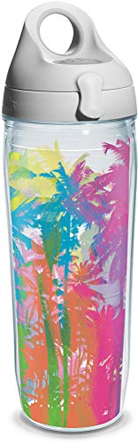 Tervis Palm Tree Wrap and Water Bottle with Grey Lid, 24-Ounce, Beverage -