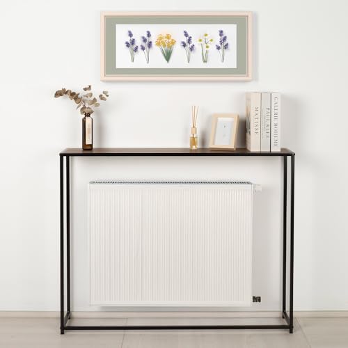 Mesa radiador de estilo industrial con balda robusta efecto madera 3
