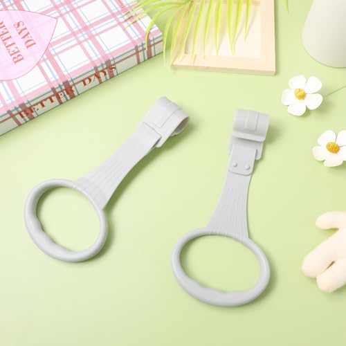 Image of Toyvian Baby Crib Pull Rings 2 Pack Portable Infant Crib Hanging Rings for Standing and Walking Exercise Lightweight Playpen Pull up Handles with Smooth Rounded Edges for Travel