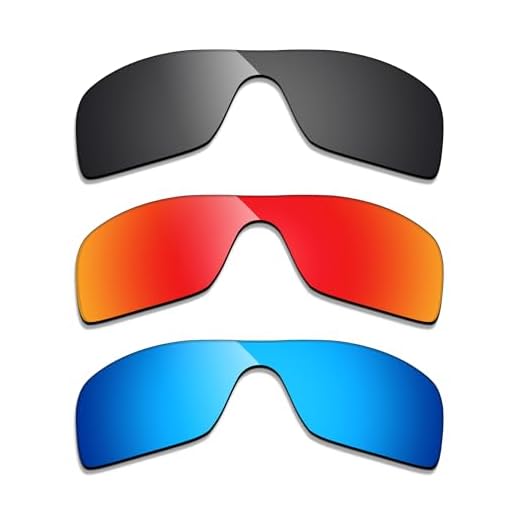 Alphax 3 pares de lentes polarizadas de substituição para óculos de sol Oakley Stunt Wing OO9519 - preto + azul + vermelho