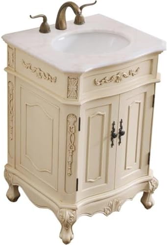 Elegant Decor Danville 24" Single Marble Top Bathroom Vanity in Light Beige