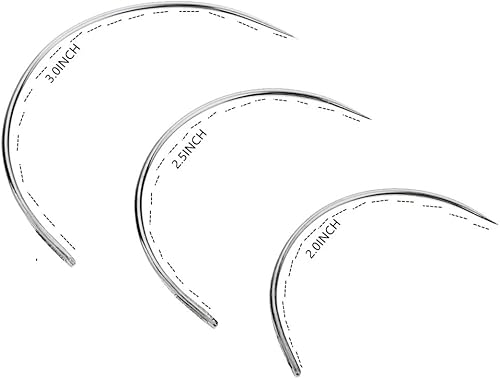 Miniatura 3 de Kit de hilo de coser de polialgodón, accesorios para tejer el cabello, kit de hilo de coser, agujas gruesas con 3 agujas curvas (beige)