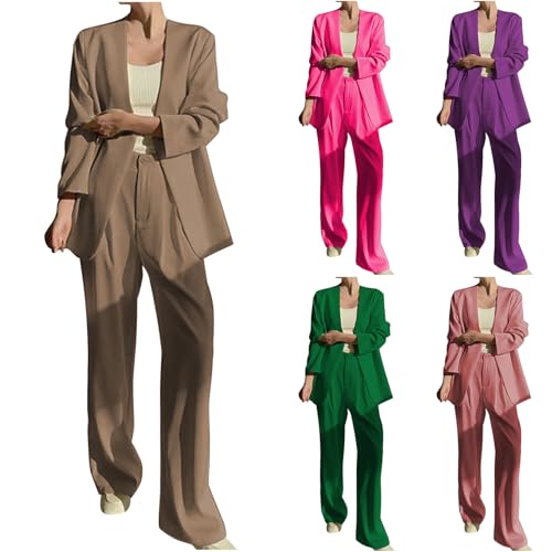 HGps8w Two Piece Blazer Outfits for Women Loose Open Front Suit Jacket and Straight Pants Office Lady Business Work Suits2