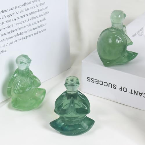 Escultura Tortuga de Cristal de Fluorita para Meditación miniatura 4