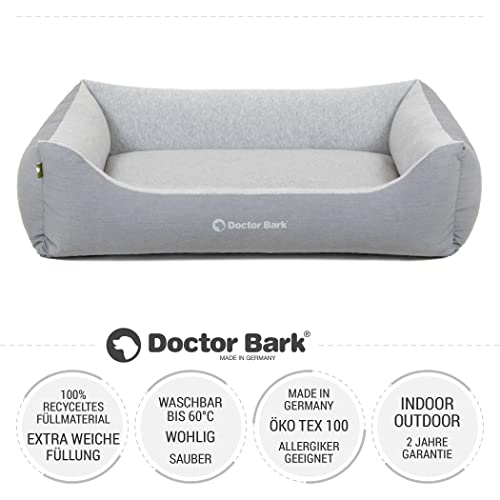 Doctor Bark Hundebett Mittelgroße Hunde - Hundekörbchen Flauschig und Weich - Waschbar, Strapazierfähig, Kuschelig - Made in Germany - GreenLabel (L - 97x75 cm, Hellgrau)