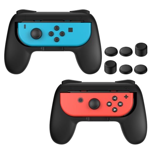 FASTSNAIL Grips for Nintendo Switch Joy-Con, Wear-resistant Handle Kit for Switch Joy Cons Controller, 2 Pack (Black)