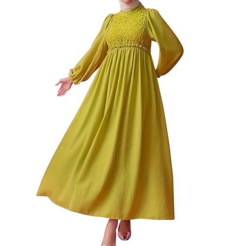 Abaya - Vestido largo musulmán para mujer, elegante, de manga larga, para oración, túnica turca islámica, Jilbab Dubai, árabe, caftán, burka, vestido maxi Ramadán Djellaba, verde, XL