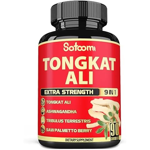Satoomi Tongkat Ali Root Extract 200 for Men with 9 Herbs Ashwagandha, Tribulus Terrestris & More - Strength, Mind, and Immune Support - 90 Capsules - 3 Month Supply Cover