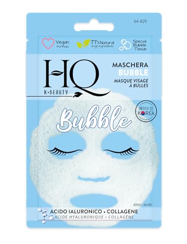 HQ – Masque Visage à Bulles Nettoyant Acide Hyaluronique Collagène – Soin Purifiant Effervescent – Peau Lumineuse – Routine Beauté Femme, Fille –...