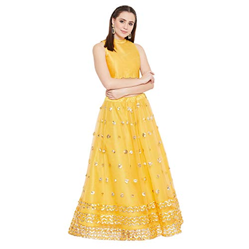 Image of studio rasa Women's Dupion Sequin Embellished Crop Top for Wedding Festive