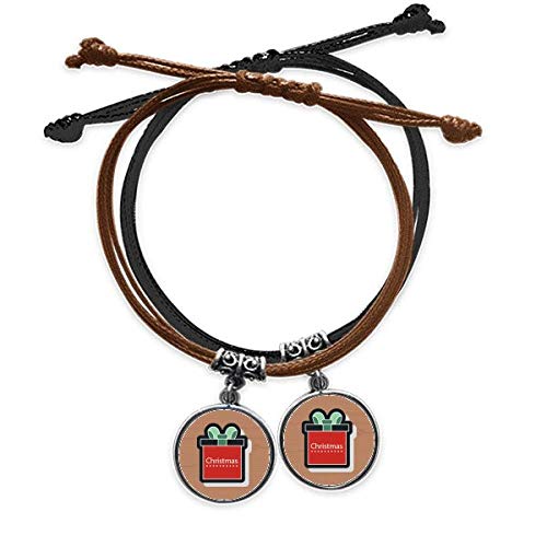 Bracelet noël pour les amoureux en cuir double avec icône cartoon festive