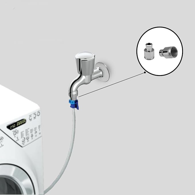 Image of Stainless Steel Tap Nozzle Connector, Hose Barb Adapter, Faucet Fitting for Kitchen, Bathroom,Garden||Leakproof|| (Washing Machine Pipe Connector)