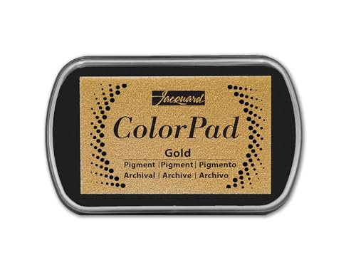 Jacquard ColorPad Archival Pigment Ink Stamp Pads- Metallic Gold - Acid Free - Non-Toxic - Excellent for Blending Embossing and Stamping